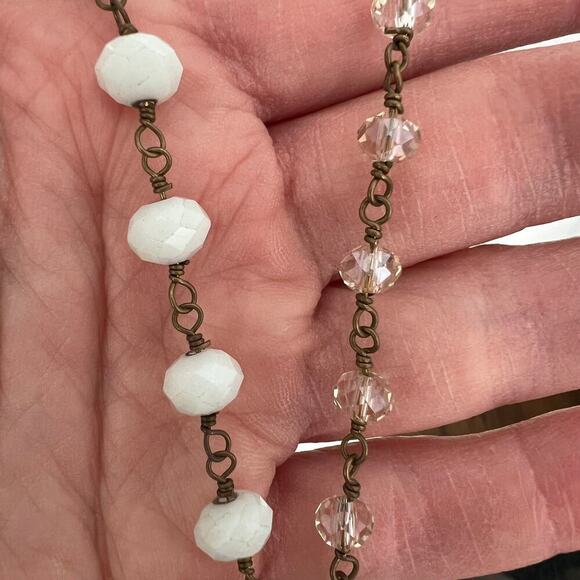 Fabulina Stone Beaded Boho Long Lariat Gold Dagger Statement Necklace - Picture 5 of 7
